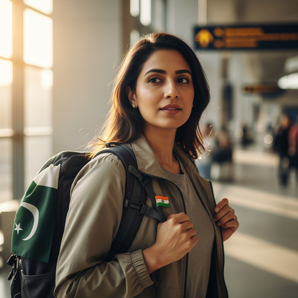 Illustration for: Maryam's Solo Journey to India-Pakistan Match