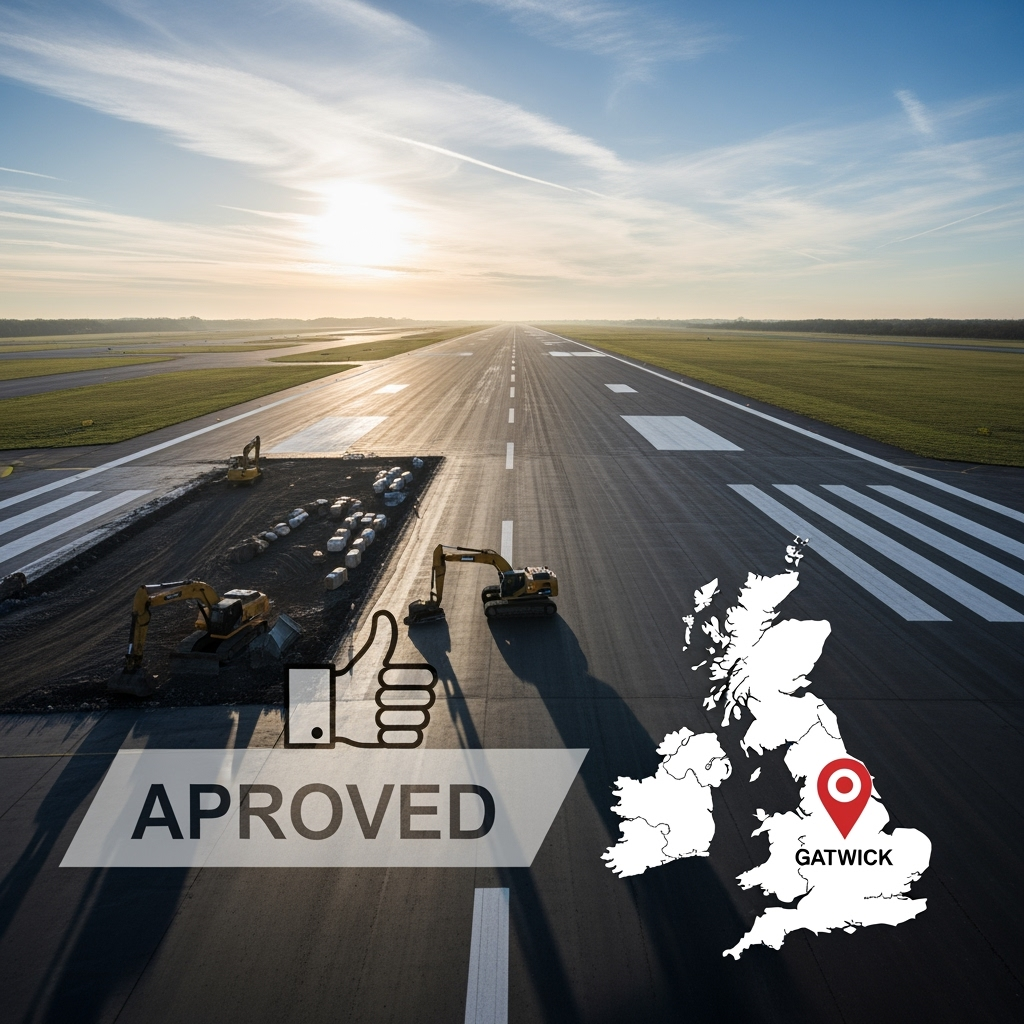 Illustration for: UK Approves Second Runway for Gatwick Expansion