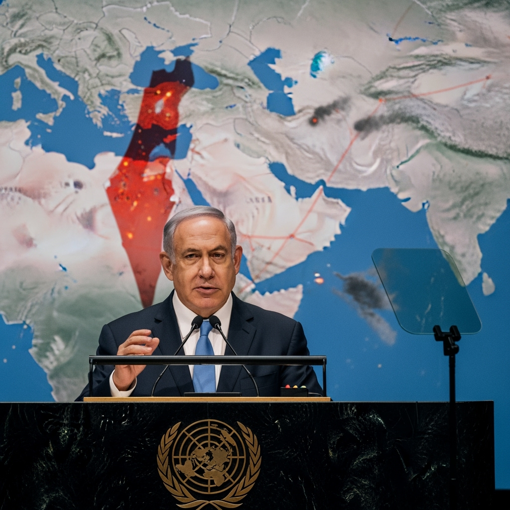 Illustration for: Netanyahu's UN Speech and Regional Tensions