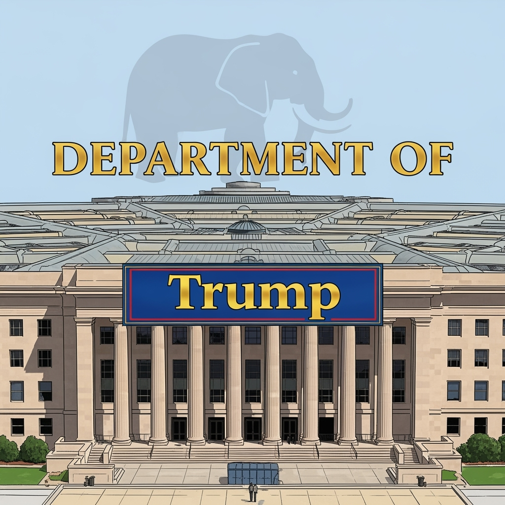 Illustration for: Trump Rebrands Defence Department as 'Department of War'