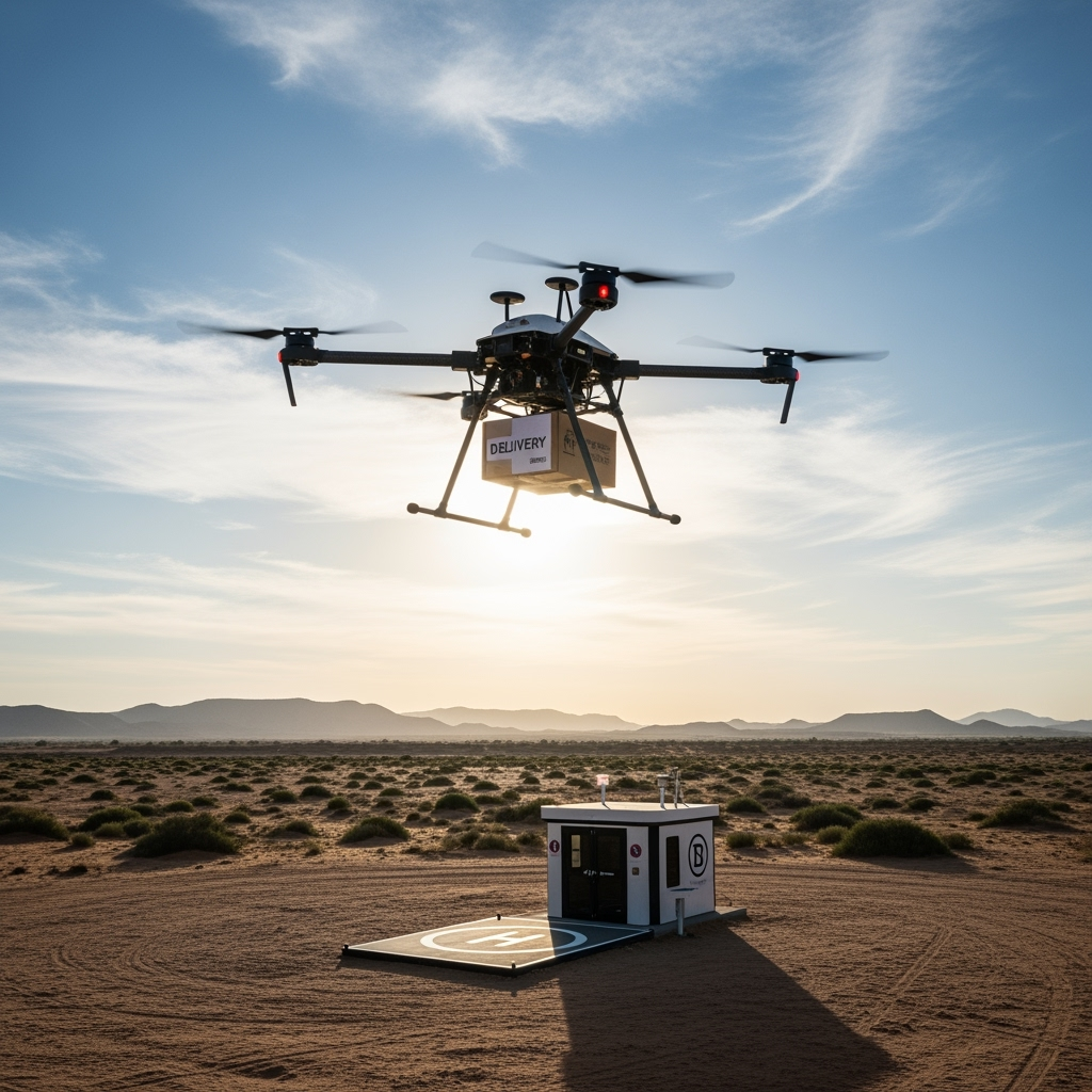 Illustration for: Abu Dhabi Tests Drone Delivery from Al Samha