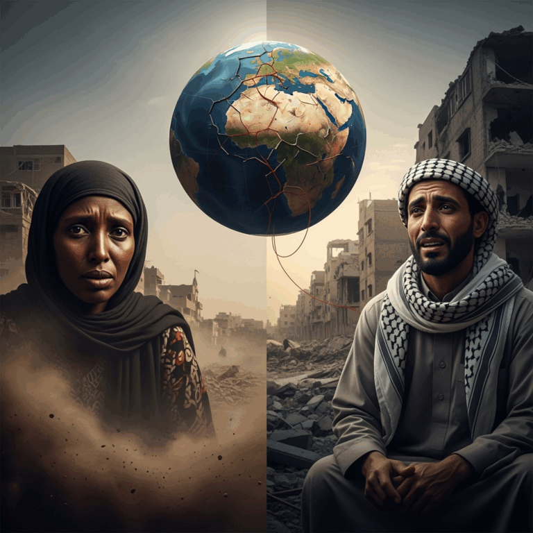 Illustration for: Sudan and Gaza Conflicts Expose Global Failures