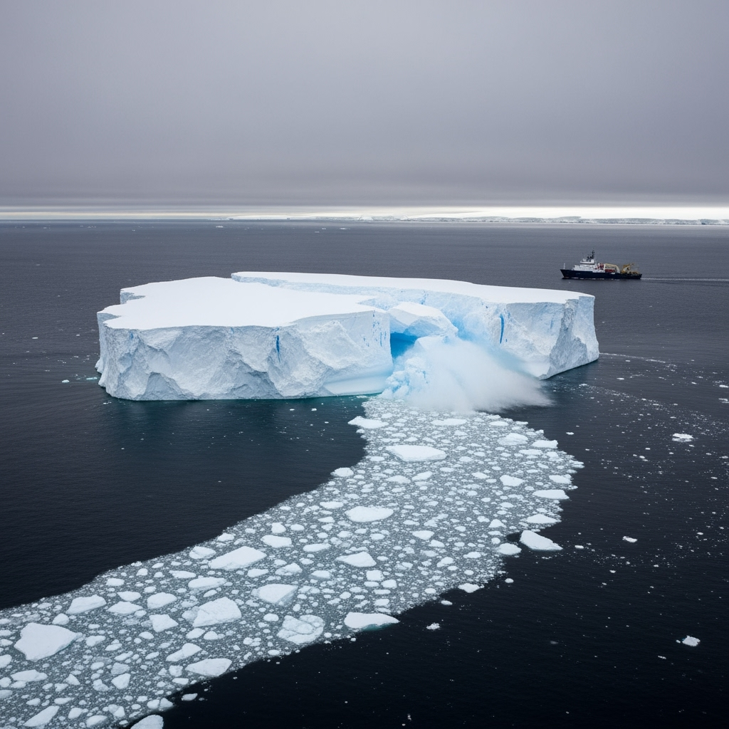 Illustration for: Antarctic Iceberg Shrinks Rapidly, Raising Concerns