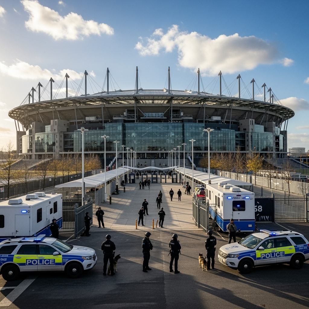 Illustration for: Police Secure Stadium Ahead of Major Event