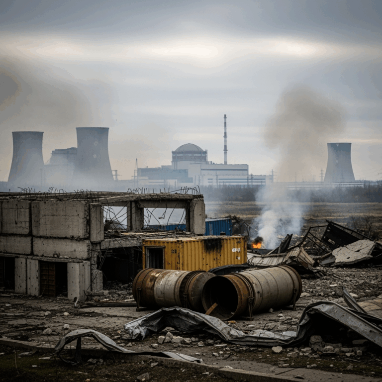 Illustration for: Ukrainian Shelling Near Nuclear Plant Fuel Depots