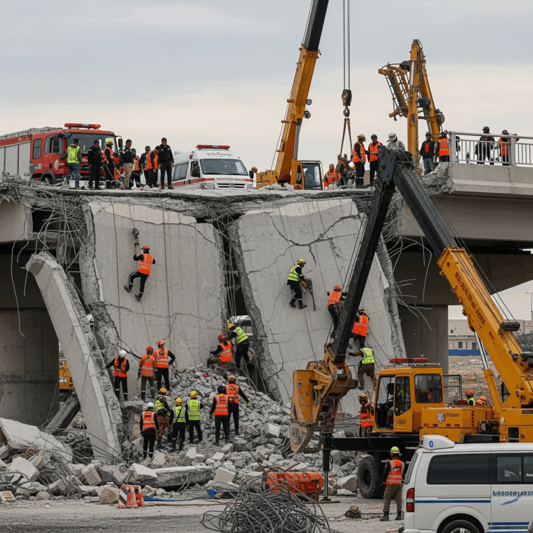 Illustration for: Bridge Collapse in Karbala: Rescue Efforts Underway