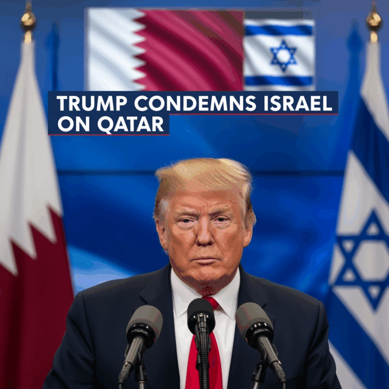 Illustration for: Trump Condemns Israeli Attack on Qatar