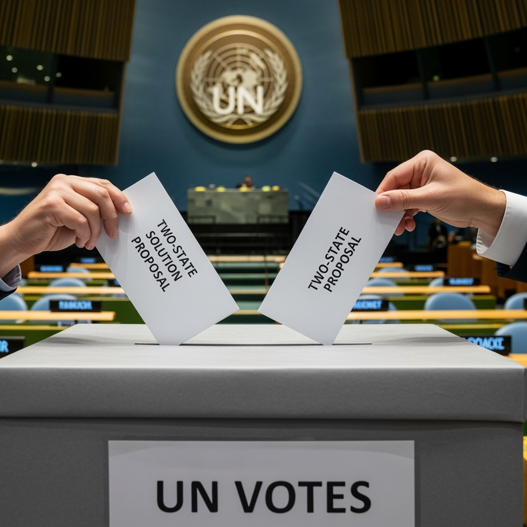 Illustration for: UN Votes for Two-State Solution Proposal