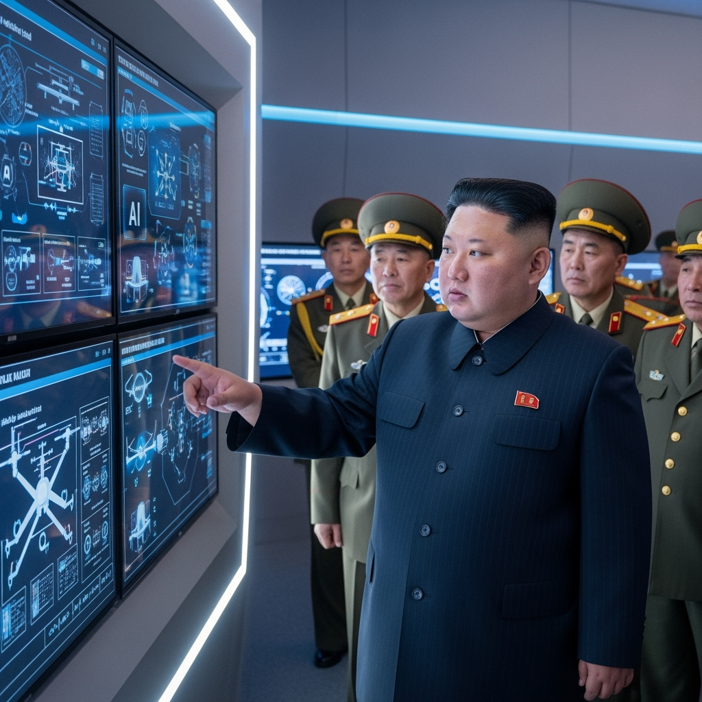 Illustration for: Kim Jong Un on AI in Unmanned Weapons