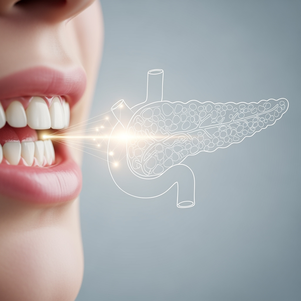 Illustration for: Pancreatic Cancer Study Links Oral Health to Risk