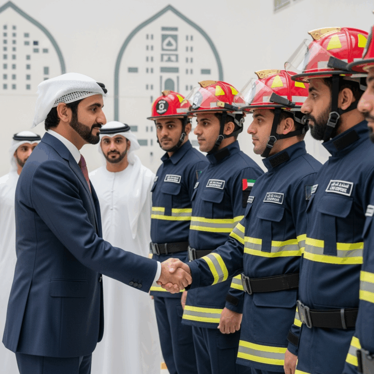 Illustration for: Dubai Crown Prince Commends Civil Defence Team