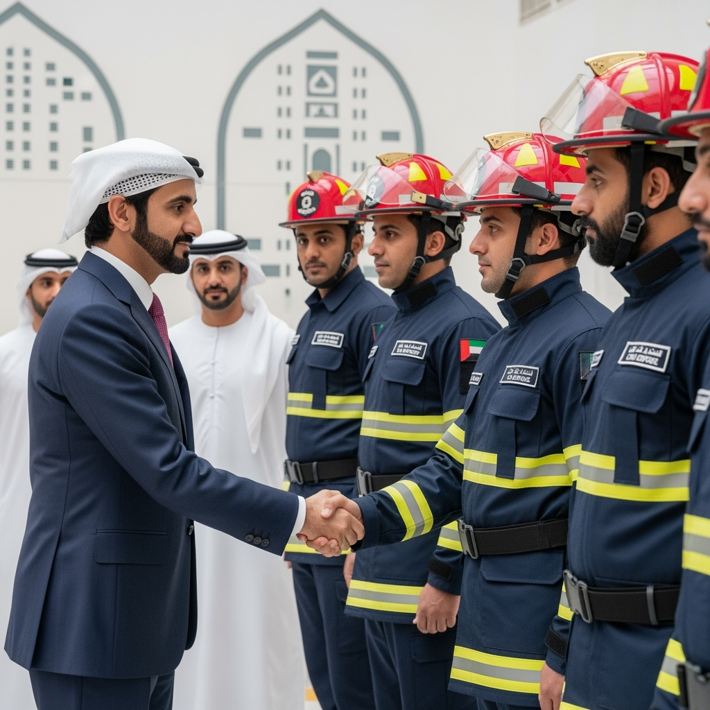 Illustration for: Dubai Crown Prince Commends Civil Defence Team