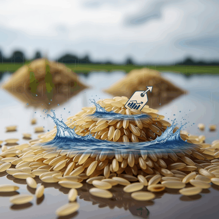 Illustration for: Basmati Rice Prices Surge Amid Flooding in India & Pakistan