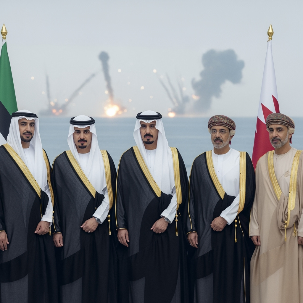 Illustration for: Gulf Leaders Support Qatar Amid Israeli Strikes