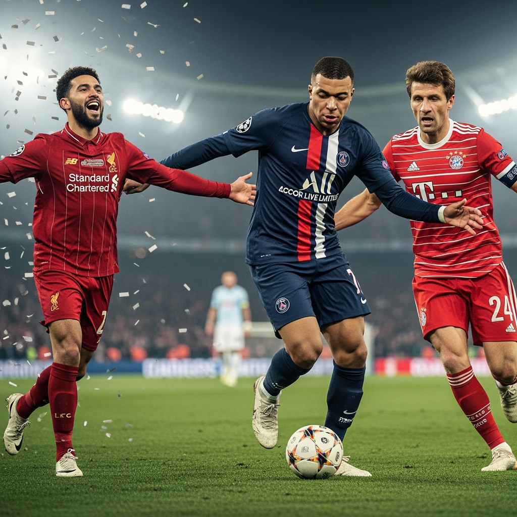 Illustration for: Champions League Thrills: Liverpool, PSG, Bayern Shine
