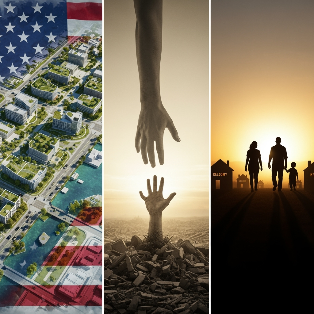 Illustration for: U.S. Plan for Gaza: Reconstruction and Relocation