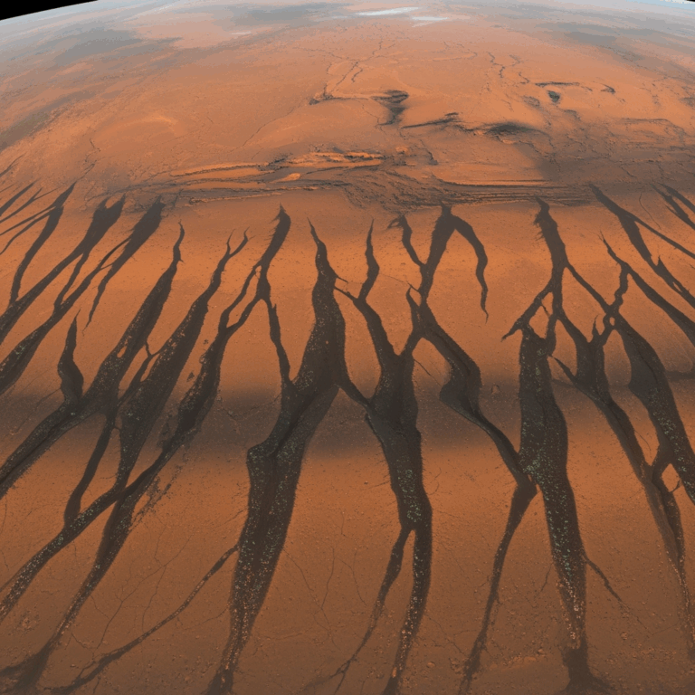 Illustration for: Mars' Tiger Spots: Potential Biological Signs
