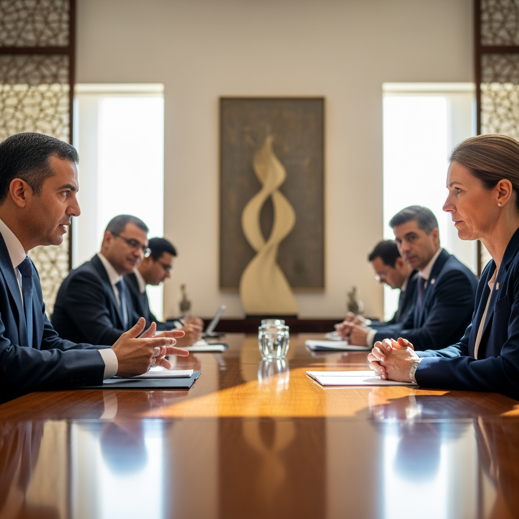 Illustration for: Emergency Meeting in Qatar After Israeli Attack