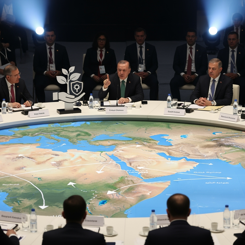 Illustration for: Erdogan Advocates Self-Sufficiency and Regional Cooperation