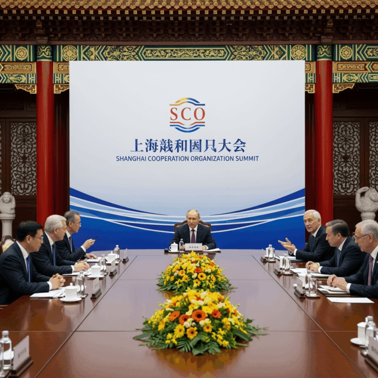 Illustration for: Putin Attends Shanghai Cooperation Summit in China