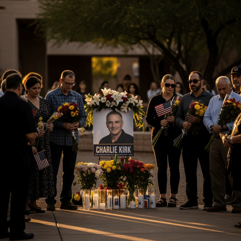 Illustration for: Memorial Held for Charlie Kirk in Arizona