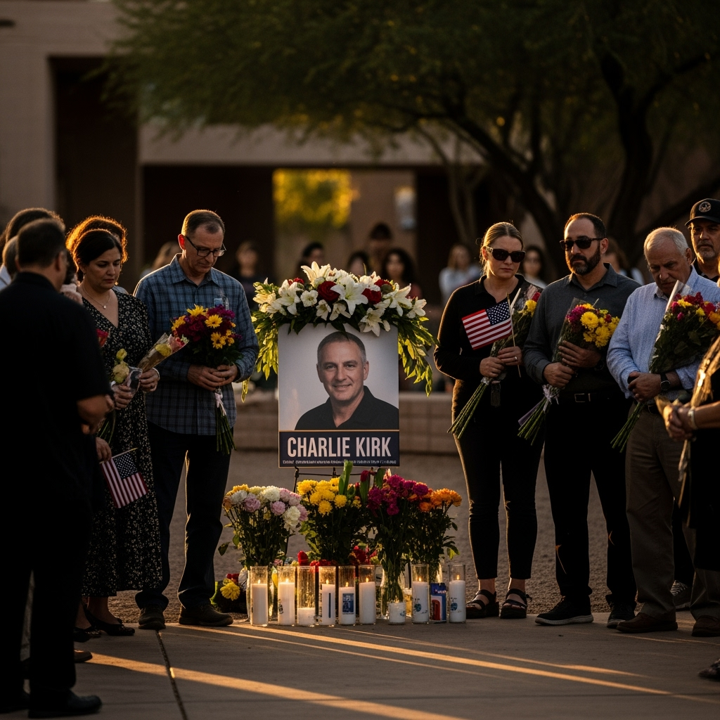 Illustration for: Memorial Held for Charlie Kirk in Arizona