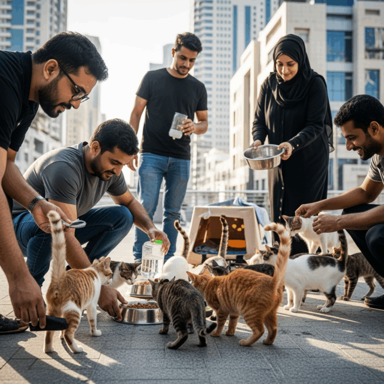 Illustration for: Dubai Community Acts to Protect Stray Cats