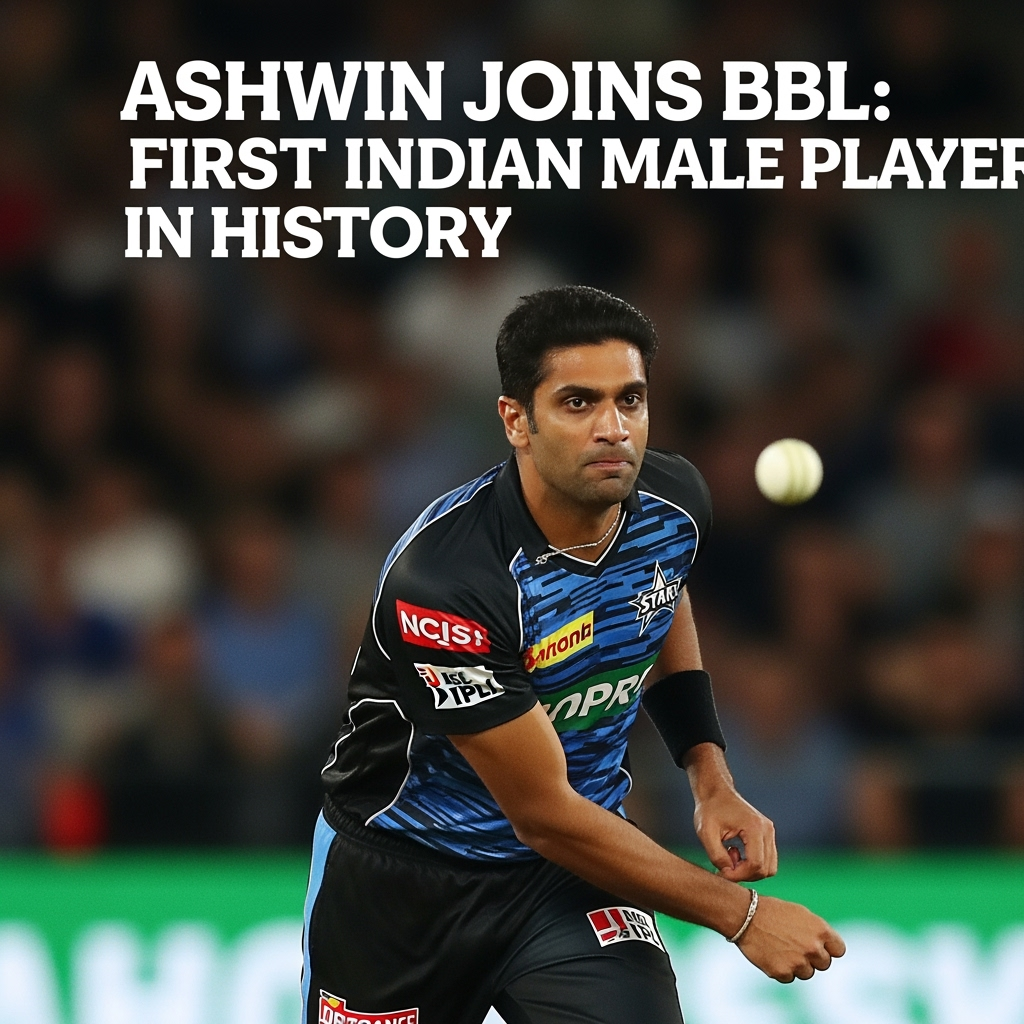 Illustration for: Ashwin Joins BBL: First Indian Male Player in History