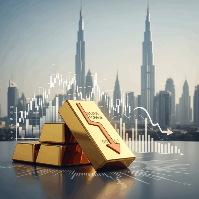 Illustration for: Dubai Gold Prices Drop as Market Dynamics Shift