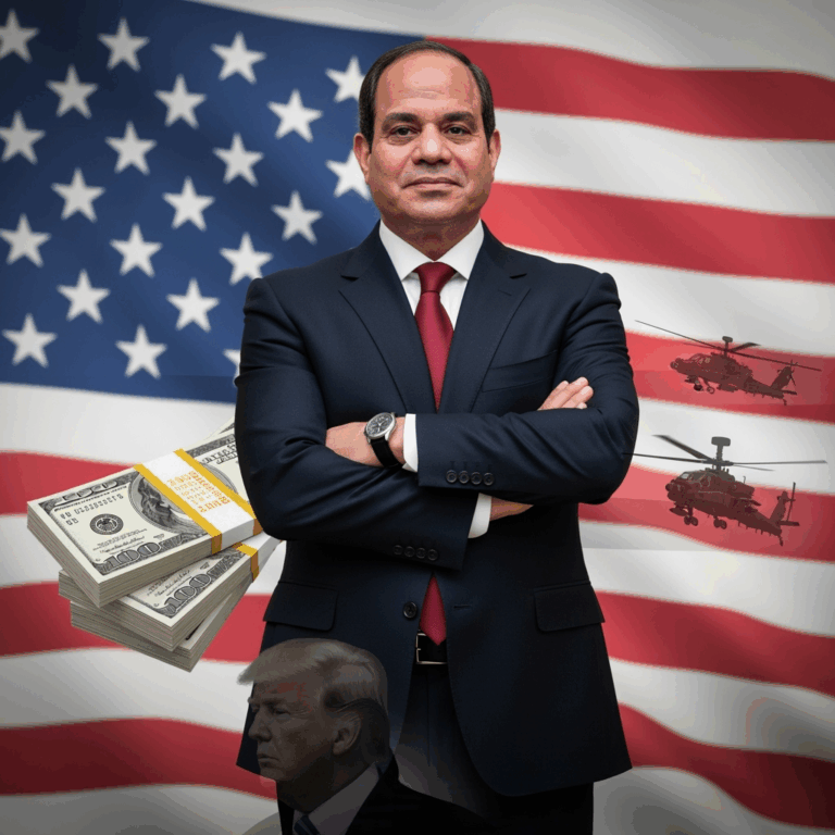 Illustration for: Abdel Aaty on US Military Aid and Trump's Peace Efforts