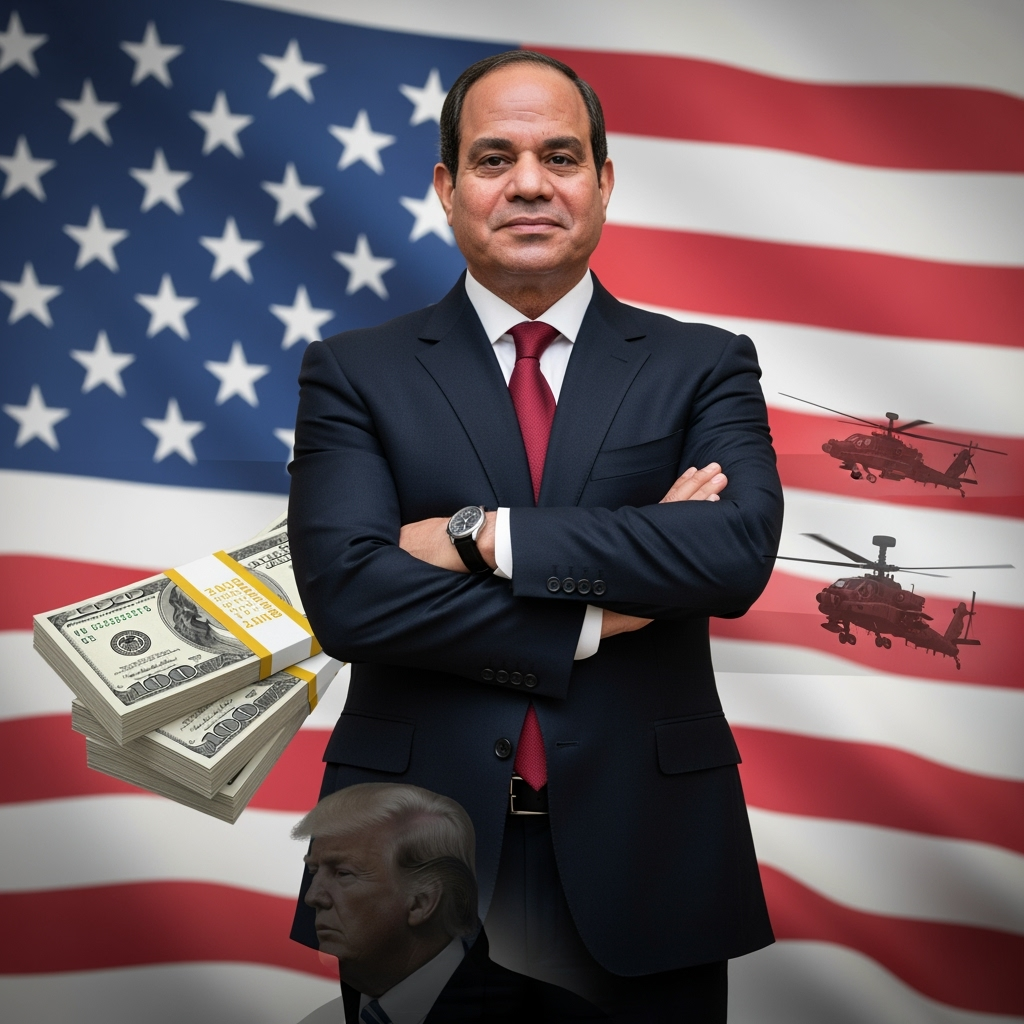Illustration for: Abdel Aaty on US Military Aid and Trump's Peace Efforts