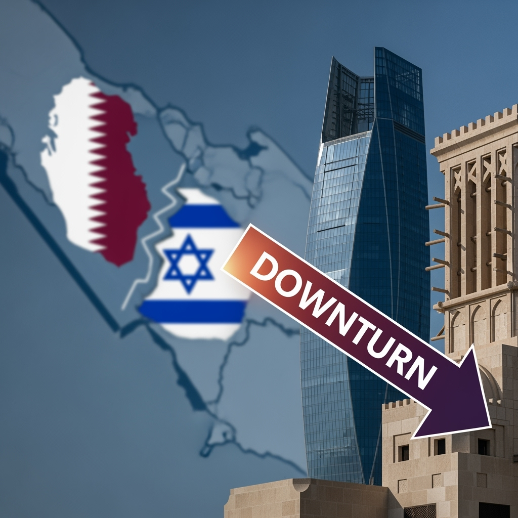 Illustration for: Gulf Markets Dip Amid Qatar-Israel Tension