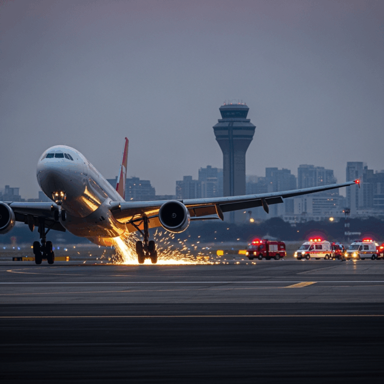 Illustration for: Plane Loses Wheel Sparks Emergency at Mumbai Airport