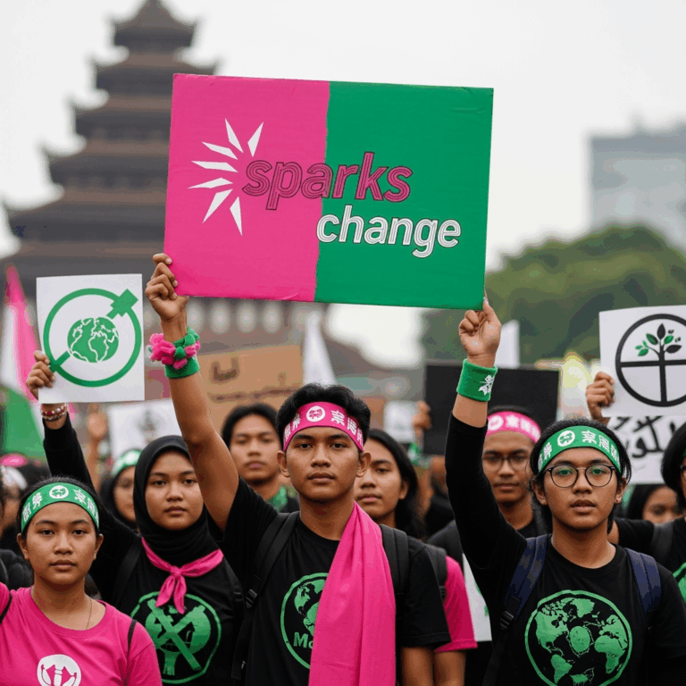 Illustration for: Indonesia's Pink and Green Movement Sparks Change