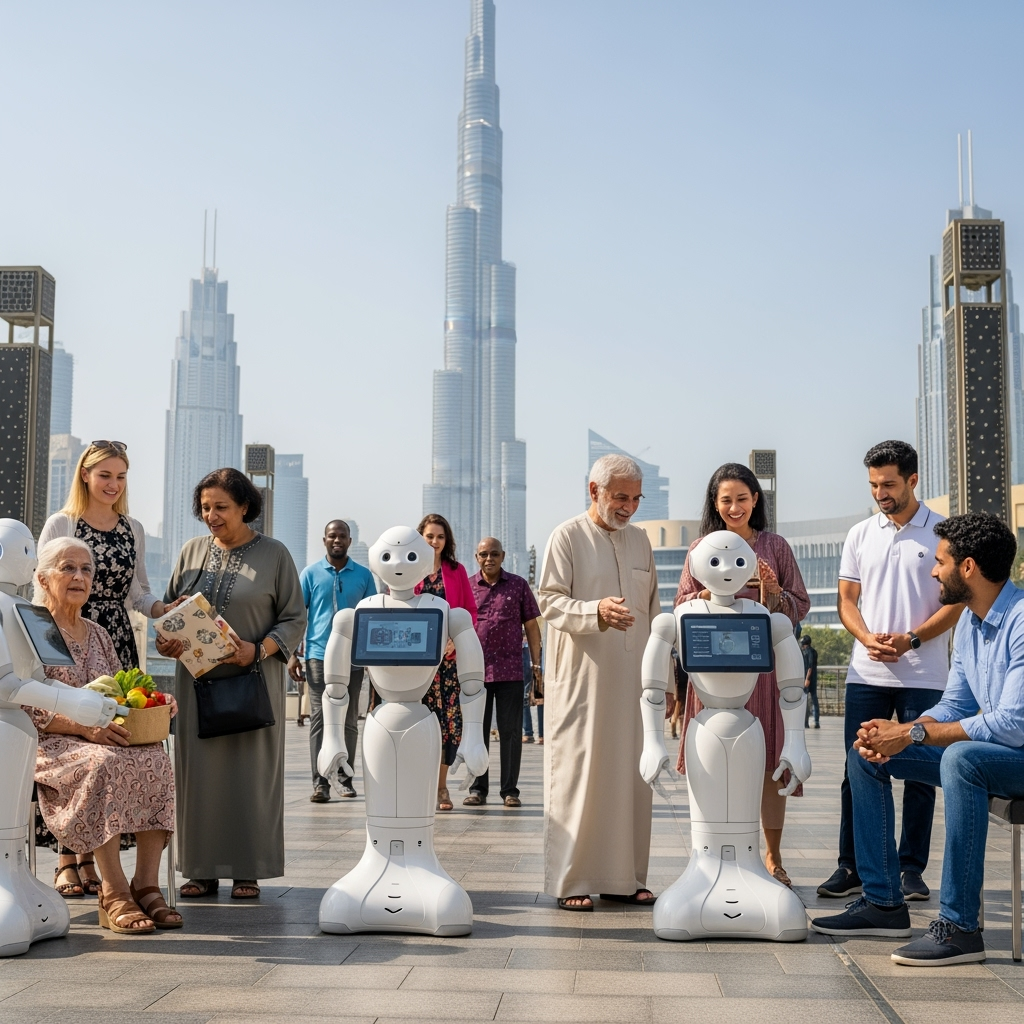 Illustration for: Dubai's Humanoid Robots and Society's Future