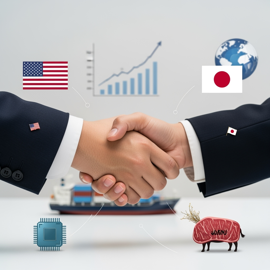 Illustration for: U.S.-Japan Trade Agreement Details and Impact