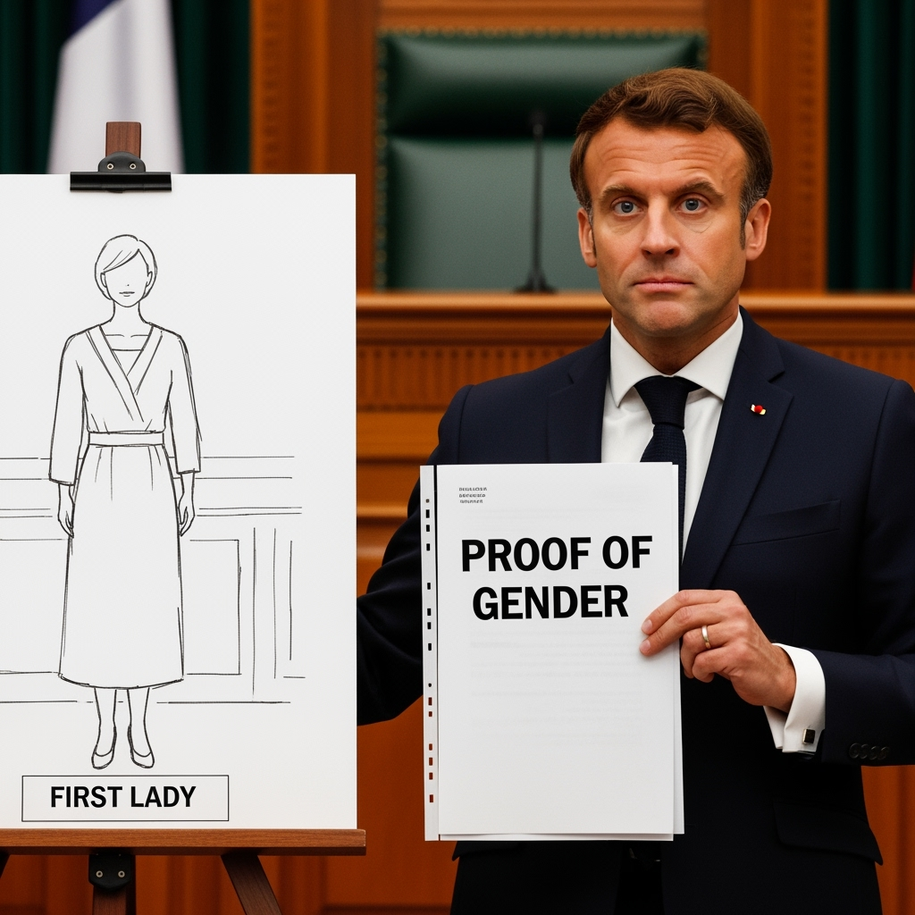 Illustration for: Macrons to Prove First Lady's Gender in US Lawsuit