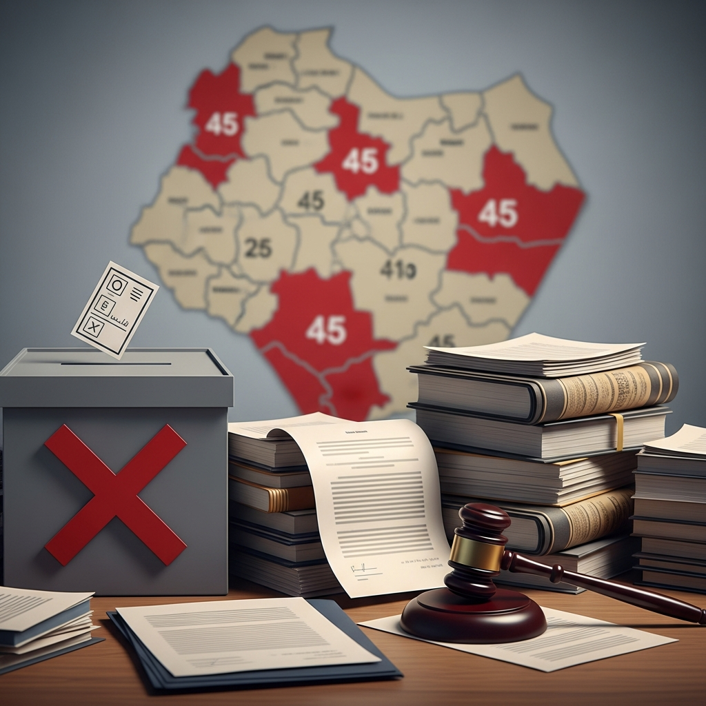 Illustration for: Elections Canceled in 45 Districts: Legal Implications