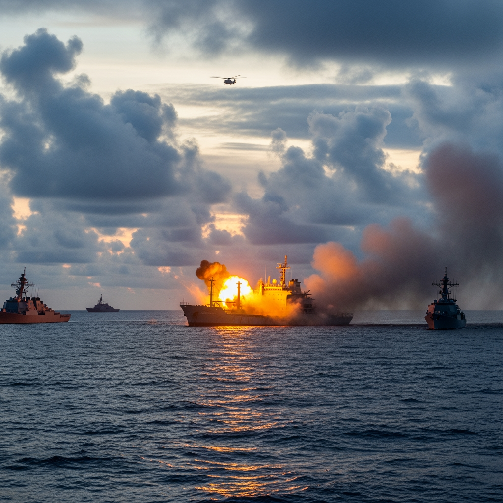 Illustration for: Pentagon Confirms Strike on Suspected Drug Ship