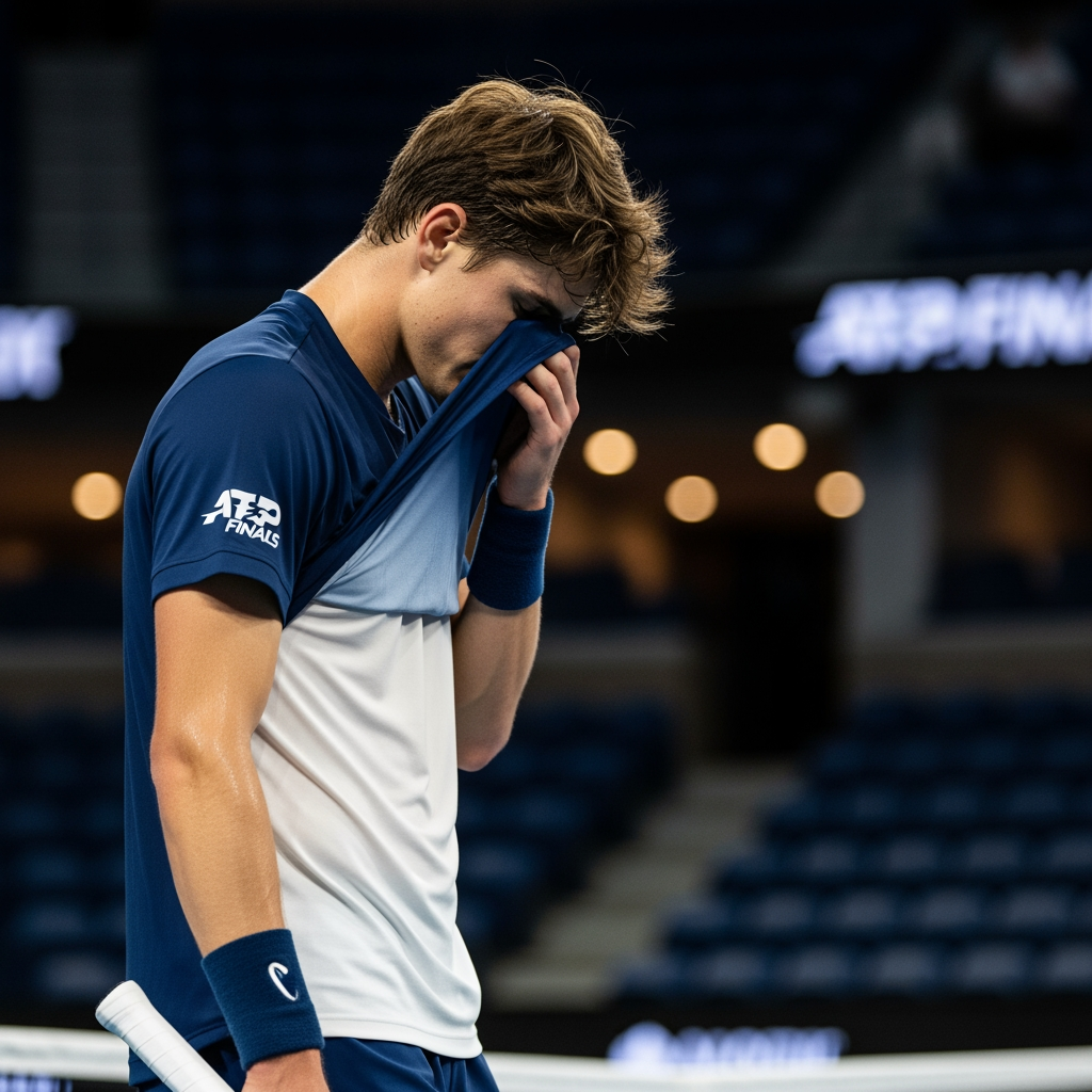 Illustration for: De Minaur's Struggle After Musetti Loss at ATP Finals