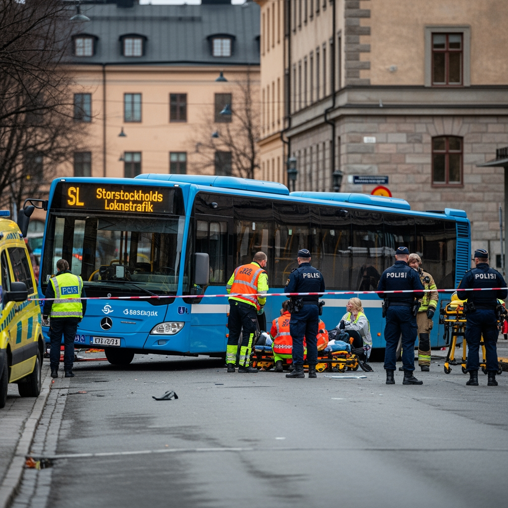 Illustration for: Bus Crash in Stockholm: Fatalities and Injuries