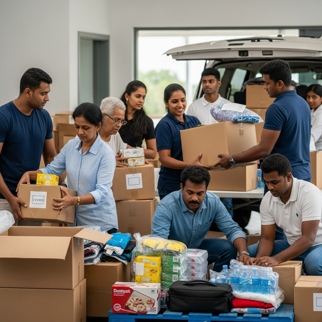 Illustration for: Sri Lankan Expats Mobilize Aid for Flood Victims