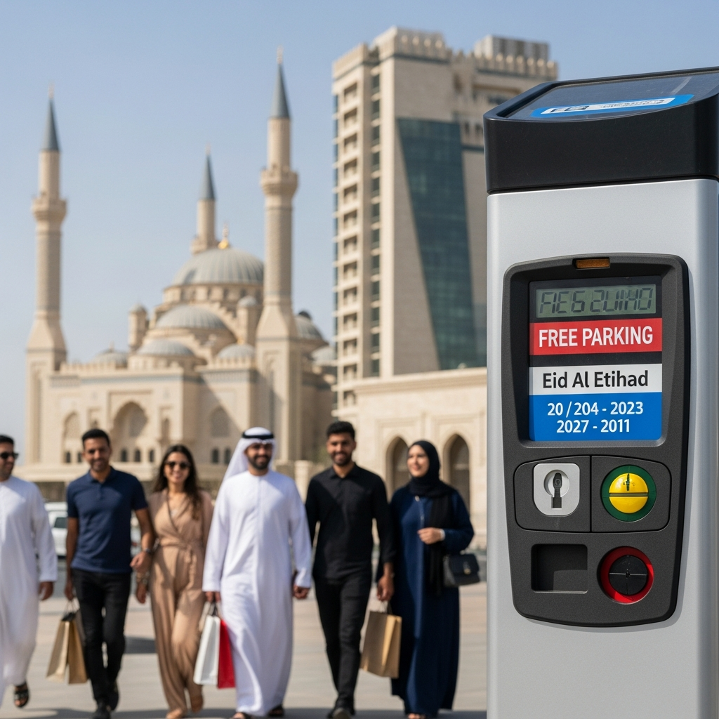 Illustration for: Sharjah Announces Free Parking for Eid Al Etihad