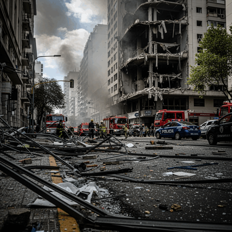 Illustration for: Explosions Trigger Major Fire in Buenos Aires