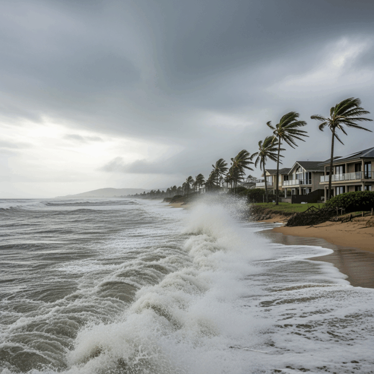 Illustration for: Cyclone Near Shore Causes No Land Damage