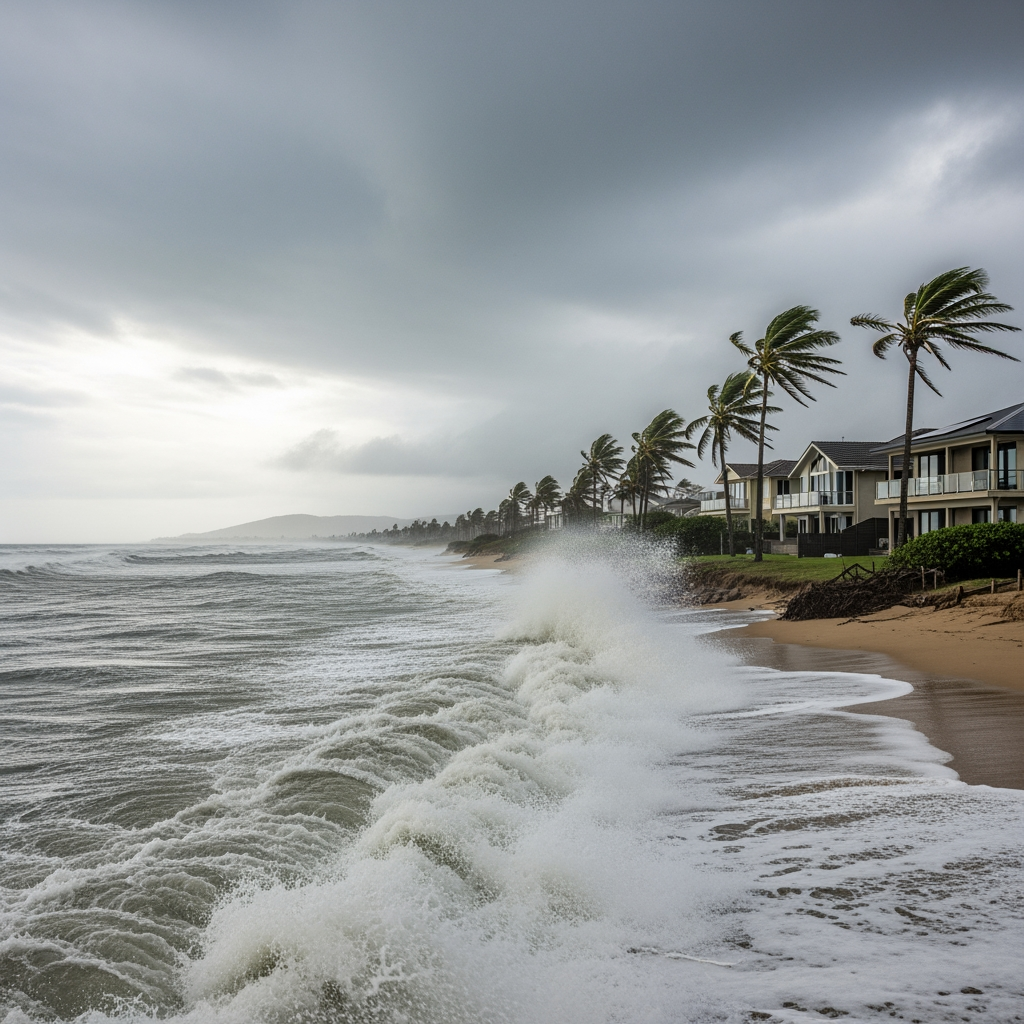 Illustration for: Cyclone Near Shore Causes No Land Damage