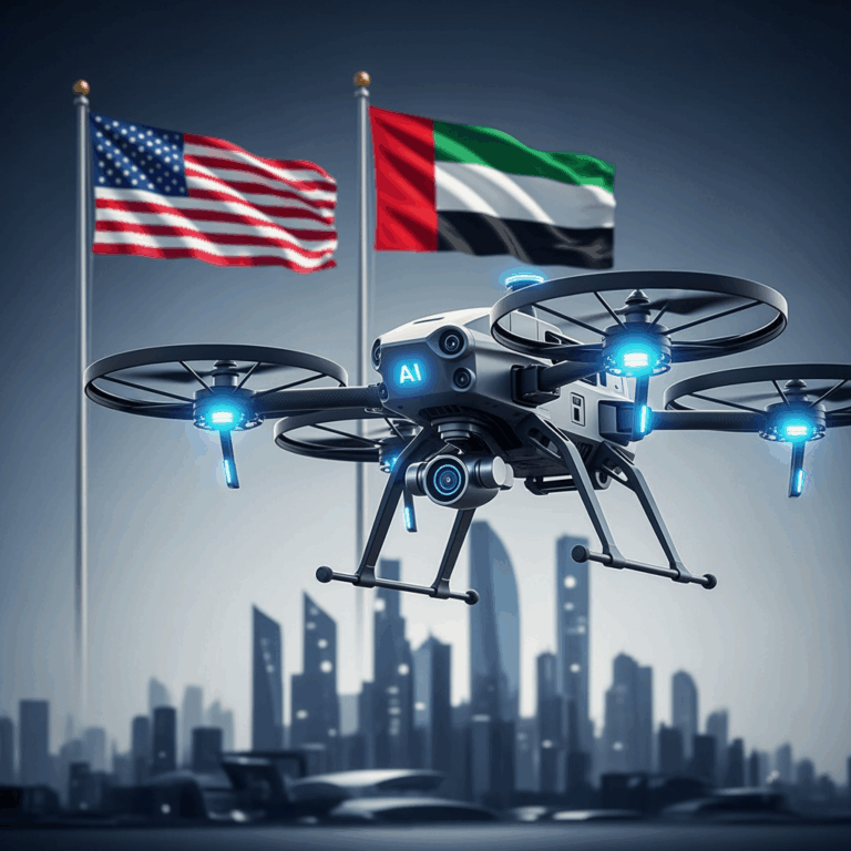 Illustration for: US-UAE Boost Defense with AI Drones Venture