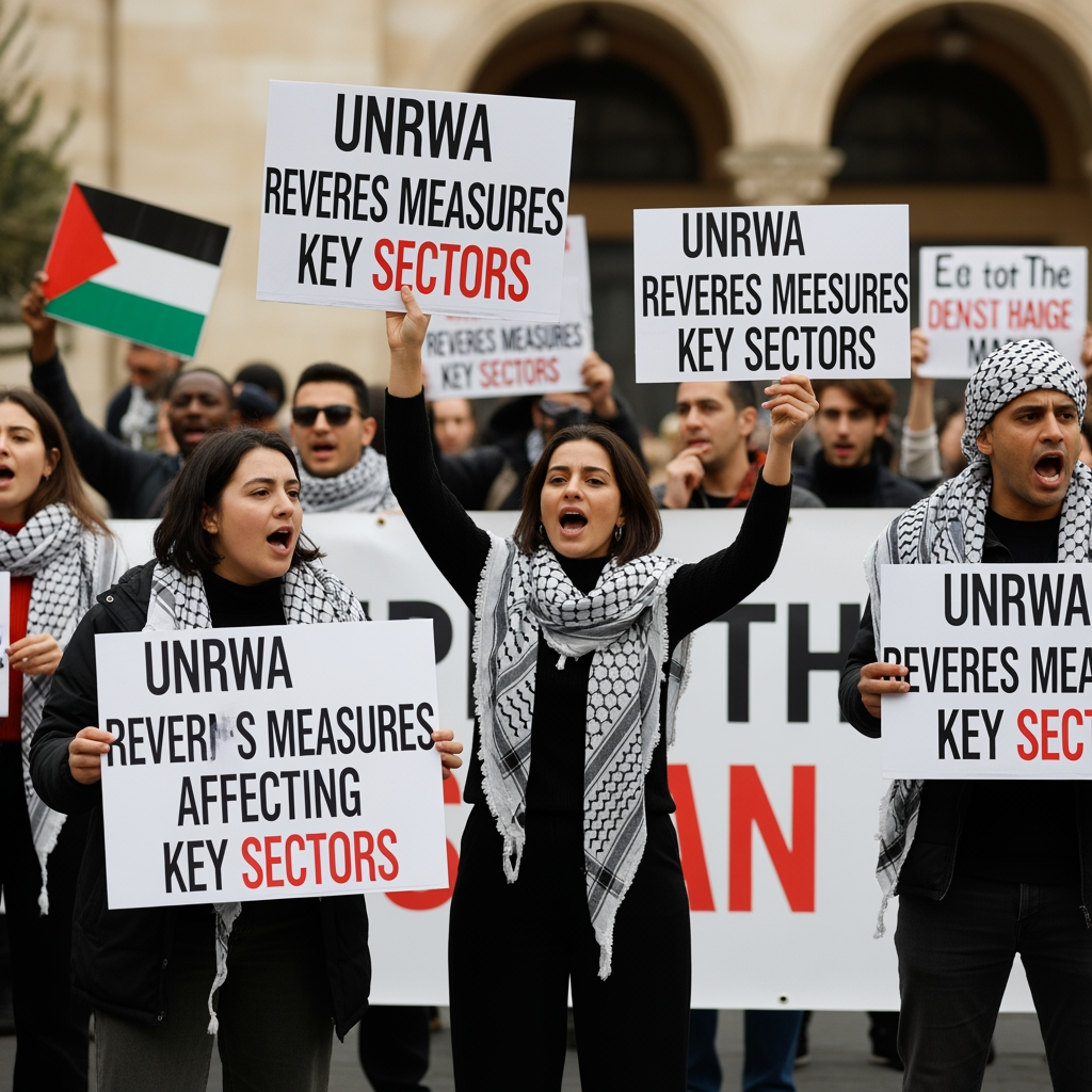Illustration for: Protests Demand UNRWA Reverses Measures Affecting Key Sectors