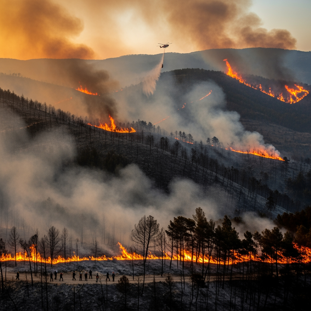 Illustration for: Lebanese Fires: Aerial Efforts and Human Impact