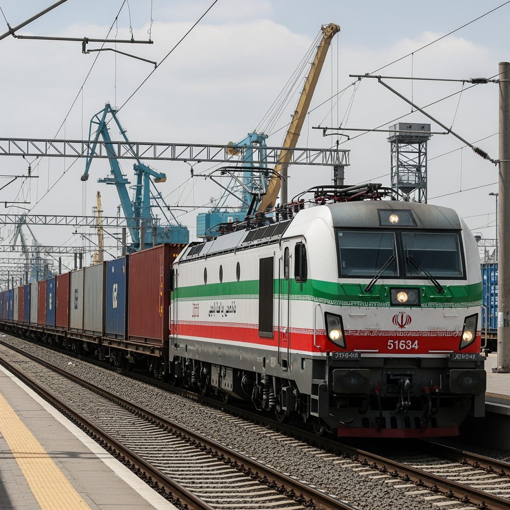 Illustration for: Iran Receives Russian Train with 62 Containers